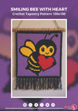 Bee with Heart Crochet Tapestry Pattern: Wall Art (PDF Download)