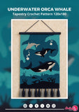 Underwater Orca Tapestry Crochet Pattern: Whale Wall Hanging (120x180 Stitches PDF)