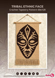 Tribal Face Crochet Tapestry Pattern: Boho Wall Hanging (60x120 Stitches PDF)