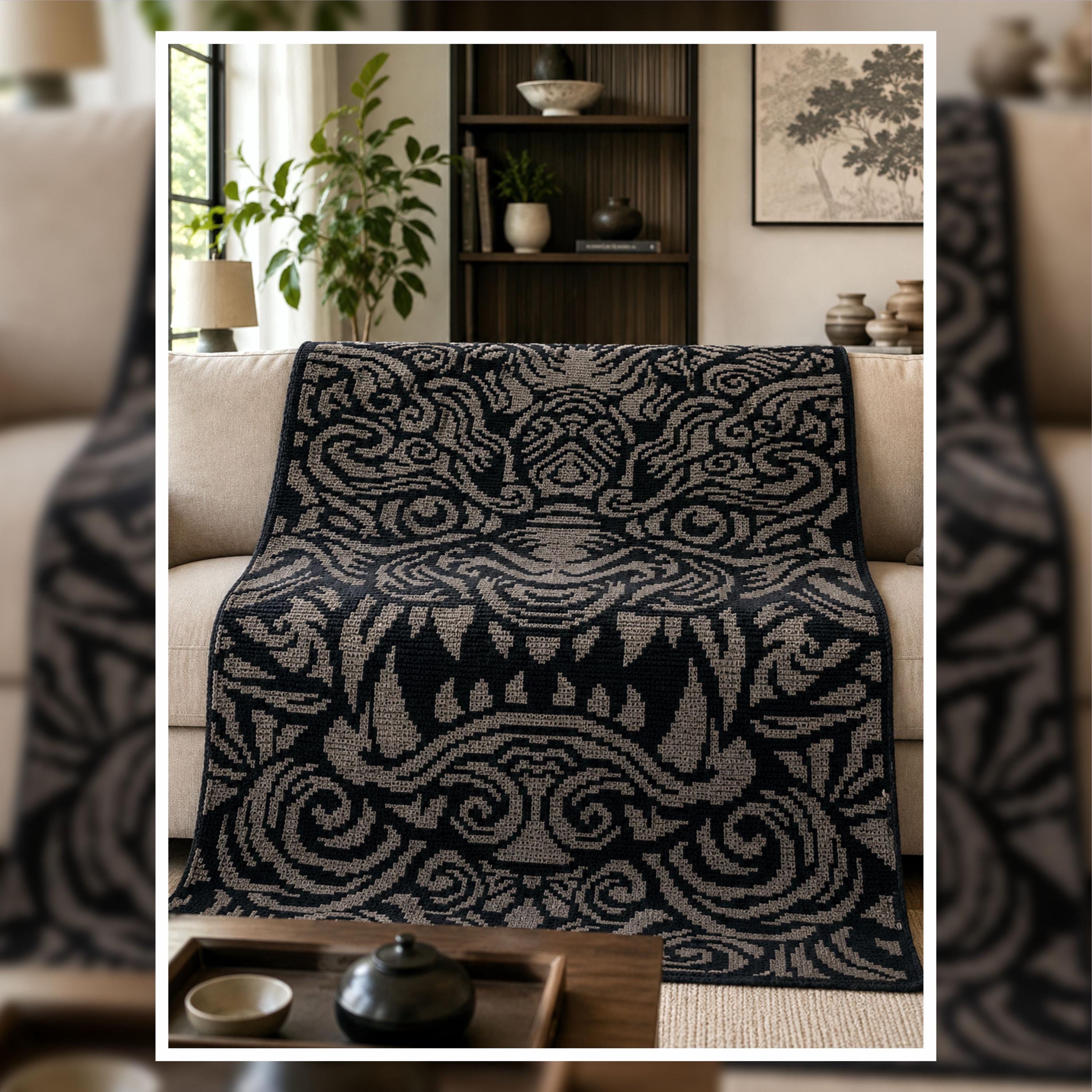 Chinese Lion Tapestry Crochet Blanket Pattern (PDF 160x280 Stitches)