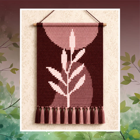Terracotta Bloom Leaf Tapestry Crochet Pattern: Boho Wall Art (PDF Pattern 50x75 Stitches)