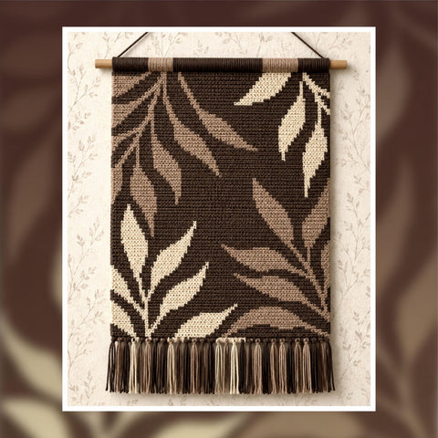 Leaf Tapestry Crochet Pattern: Modern Botanical Wall Hanging (90x120 Stitches PDF)
