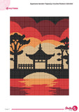 Japanese Garden Tapestry Crochet Pattern: Zen Landscape Wall Hanging (PDF Download 120x160 Stitches)