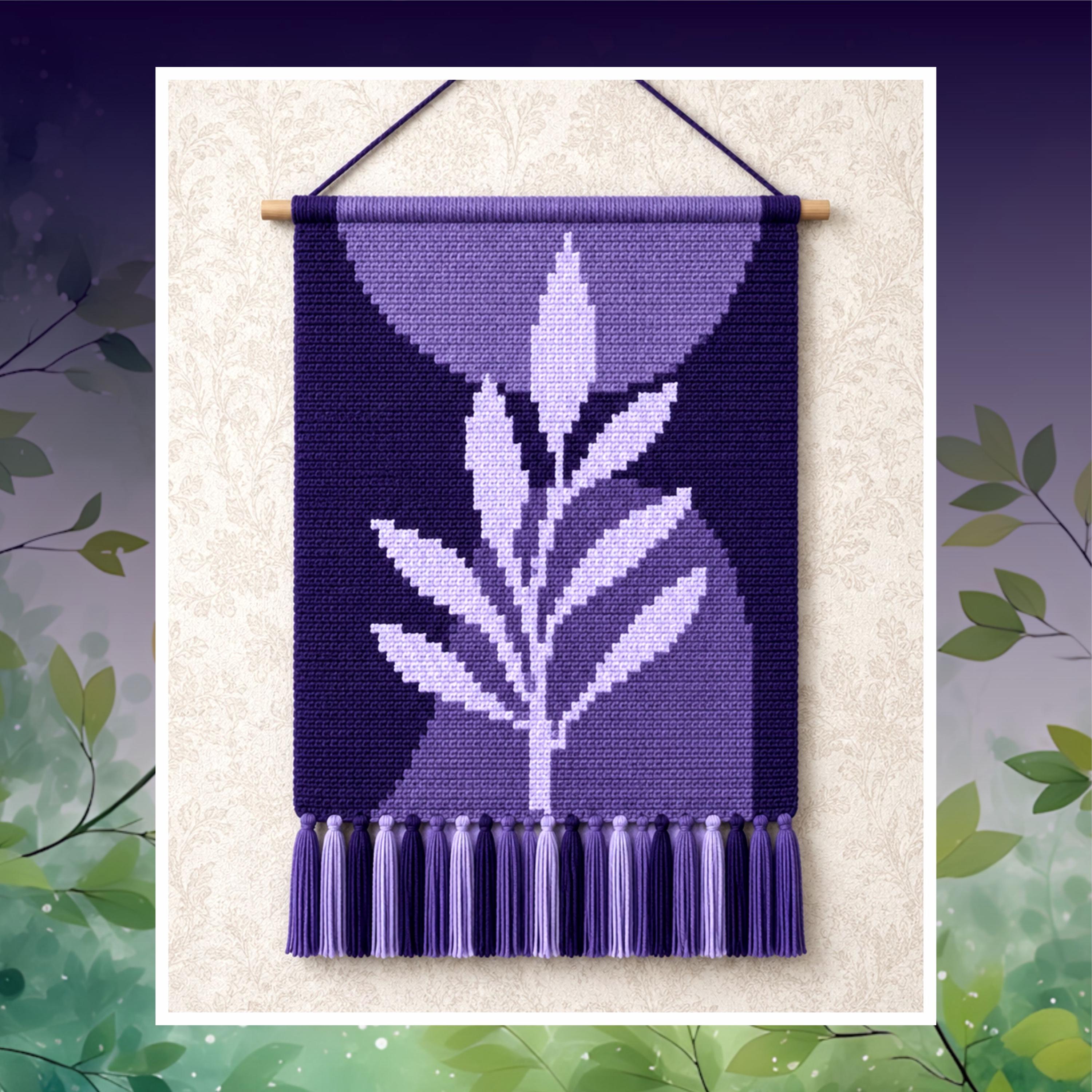 Lavender Leaf Tapestry Crochet Pattern: Botanical Wall Hanging (80x120 Stitches PDF)