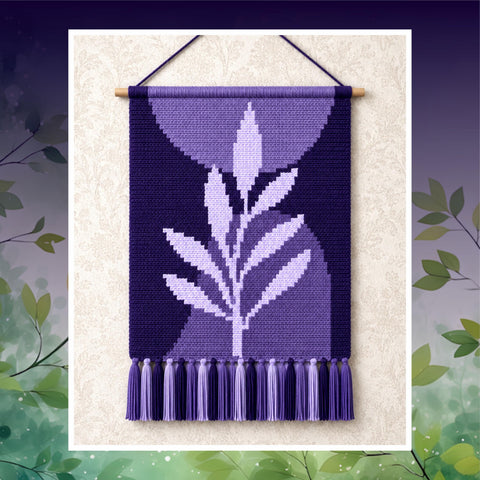 Lavender Leaf Tapestry Crochet Pattern: Botanical Wall Hanging (80x120 Stitches PDF)