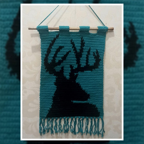 Deer Tapestry Crochet Pattern: Rustic Wildlife Wall Hanging (PDF Pattern 50x70 Stitches)