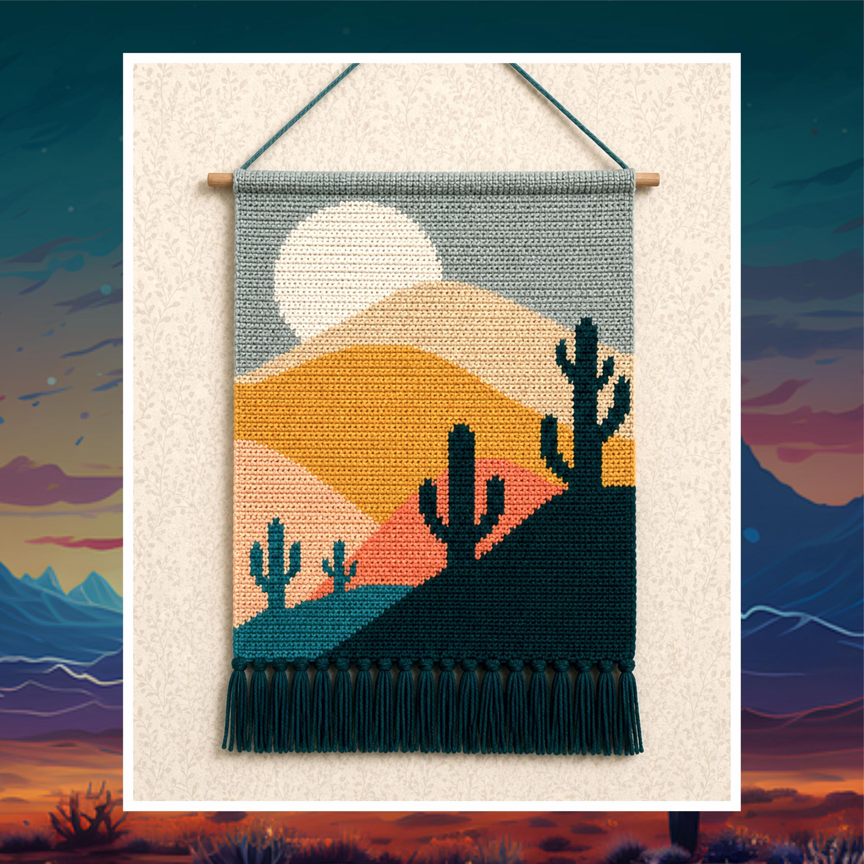 Abstract Desert Tapestry Crochet Pattern: Wall Hanging PDF (120x180 Stitches Digital Download)