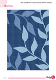 Blue Leafy Branch Crochet Tapestry Pattern: Modern Botanical Wall Hanging (PDF Pattern 140x200 Stitches)