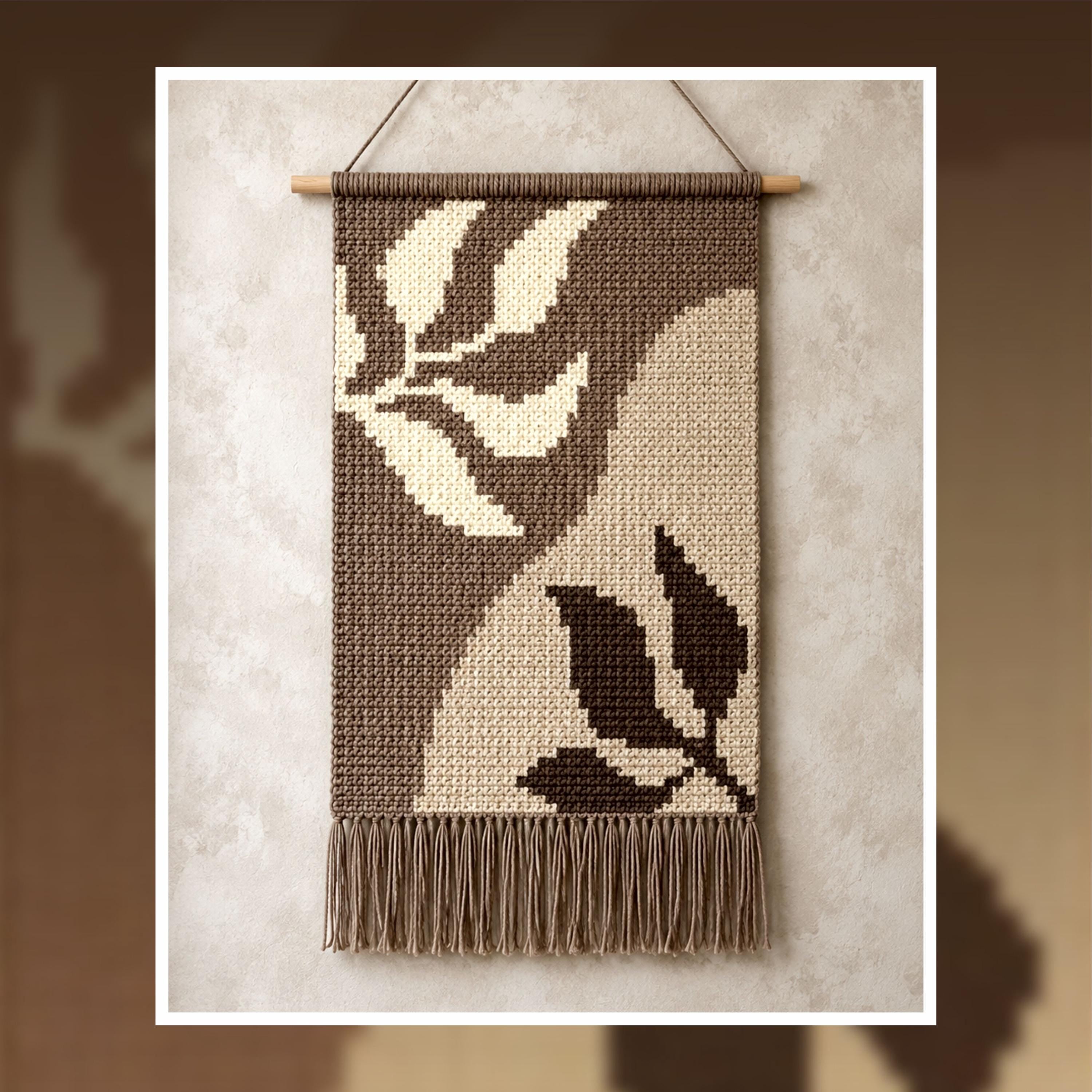 Tapestry Crochet Pattern: Earth Tone Leaves Boho Wall Hanging (PDF Pattern 50x75 Stitches)