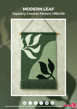 Modern Leaf Tapestry Crochet Pattern (100x150 Stitches PDF) | Green Botanical Wall Hanging Digital Download