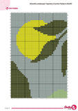 Moonlit Landscape Tapestry Crochet Pattern 60x90 PDF | Nature Wall Hanging with Mountains and Leaves