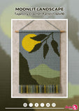 Moonlit Landscape Tapestry Crochet Pattern 60x90 PDF | Nature Wall Hanging with Mountains and Leaves