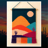 Desert Sunset Crochet Tapestry Pattern: Boho Cactus Wall Hanging (PDF Pattern)