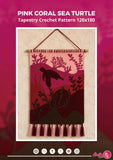 Sea Turtle Crochet Tapestry Pattern: Coastal Sunset Wall Hanging (120x180 Stitches PDF)