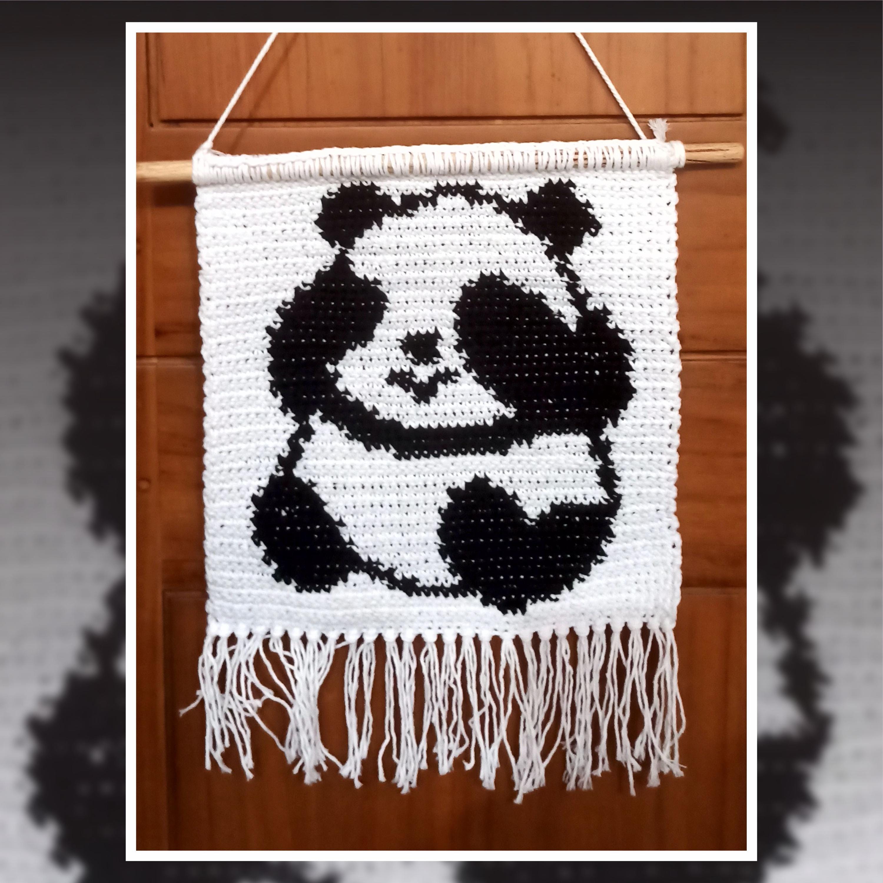 Panda Tapestry Crochet Pattern: Nursery Wall Hanging (50x50 Stitches PDF)
