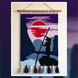 Sunset Lake Tapestry Crochet Pattern: Silhouette Wall Hanging (60x90 Stitches PDF)