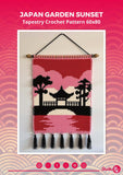 Japan Garden Sunset Tapestry Crochet Pattern: Oriental Wall Hanging (60x80 Stitches PDF)
