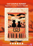 Cat Couple Sunset Tapestry Crochet Pattern: Romantic Home Decor (PDF Pattern 100x150 Stitches)