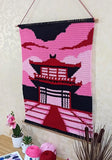 Japanese Pagoda Tapestry Crochet Pattern: Pixel Art Wall Hanging (PDF Download 90x120 Stitches)