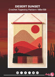 Desert Sunset Crochet Tapestry Pattern: Boho Cactus Wall Hanging (PDF)