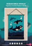 Orca Whale Tapestry Crochet Pattern: Sea Life Wall Hanging (60x90 Stitches PDF)