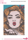 Pop Art Crochet Tapestry Pattern: Retro Woman Kiss Design (PDF 140x200 Stitches)
