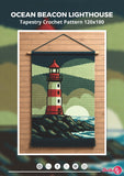 Ocean Beacon Lighthouse Tapestry Crochet Pattern 120x180 Stitches | Nautical Wall Hanging PDF | Coastal Sunset Crochet Decor