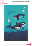 Orca Whale Tapestry Crochet Pattern: Sea Life Wall Hanging (60x90 Stitches PDF)