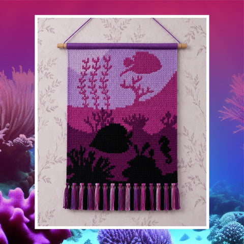 Crochet Tapestry Pattern: Ocean Dream Coral Reef Wall Hanging (120x180 Stitches PDF)
