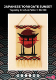 Torii Gate Tapestry Crochet Pattern: Japanese Sunset Wall Art (PDF Download 80x100  Stitches Chart)