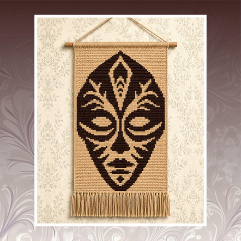 Tribal Face Crochet Tapestry Pattern: Boho Wall Hanging (60x120 Stitches PDF)