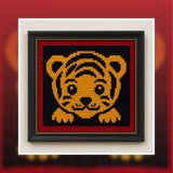 Baby Tiger Tapestry Crochet Pattern: 100x100 Stitches Wall Hanging (Digital PDF Download)