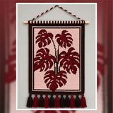 Red Monstera Crochet Tapestry Pattern: Bold Botanical Wall Art (90x120 Stitches PDF)