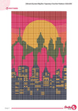 Sunset Skyline Tapestry Crochet Pattern: Colorful Cityscape Wall Hanging (PDF Pattern)