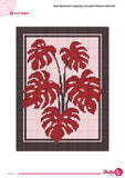 Red Monstera Crochet Tapestry Pattern: Bold Botanical Wall Art (90x120 Stitches PDF)