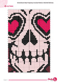 Sweetheart Skull Tapestry Crochet Pattern | Gothic Romantic Wall Art (120x160 Stitches PDF)
